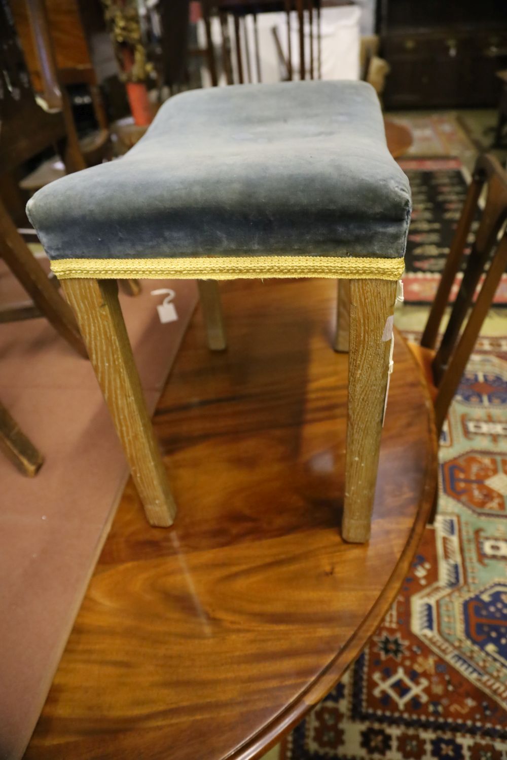 An Elizabeth II limed oak Coronation stool, width 47cm, depth 32cm, height 48cm